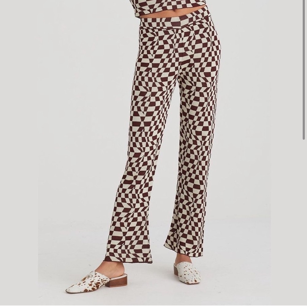 Paloma Wool Brown Checkered Pants - Large